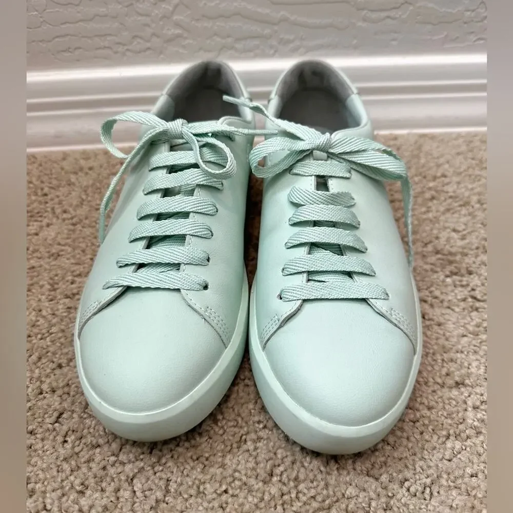 EVERLANE ReLeather Court Sneakers Mint Green Leather Unisex Mens 5 Womens 7